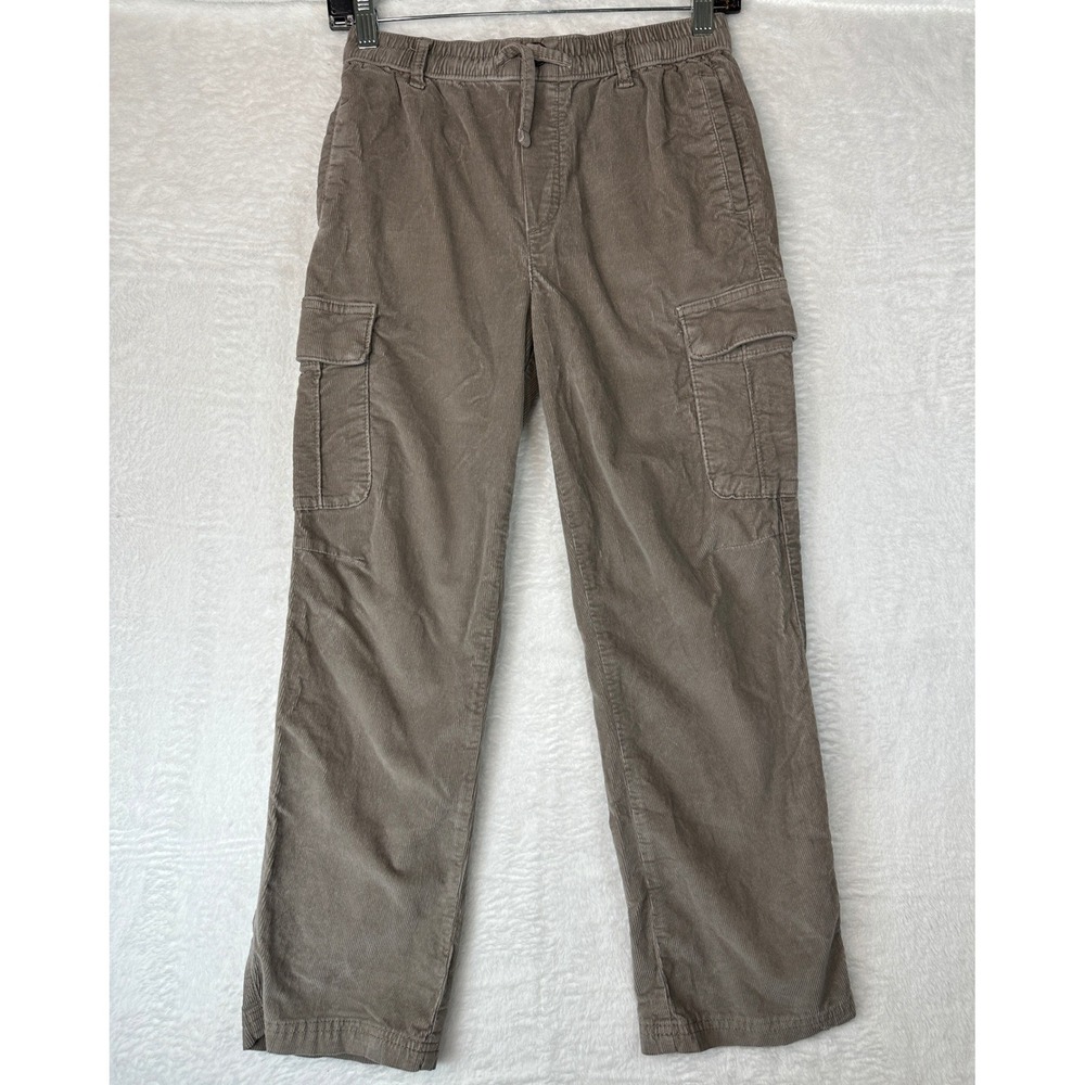 Abercrombie Kids Baggy Cargo Pants Boys Size 11/12 Brown Corduroy Drawstring